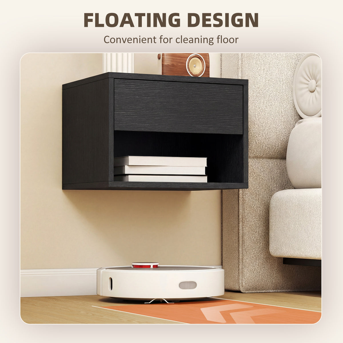 Floating Nightstands with Drawer, Set of 2 – 16"W x 11"H