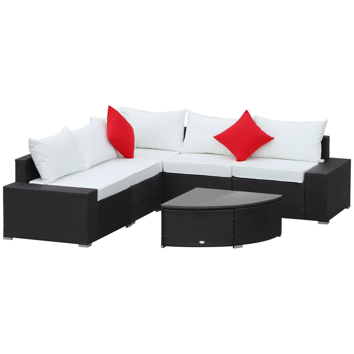 6 Piece Outdoor Wicker Furniture Set, Patio Cushioned Rattan Sofa Chair and Table