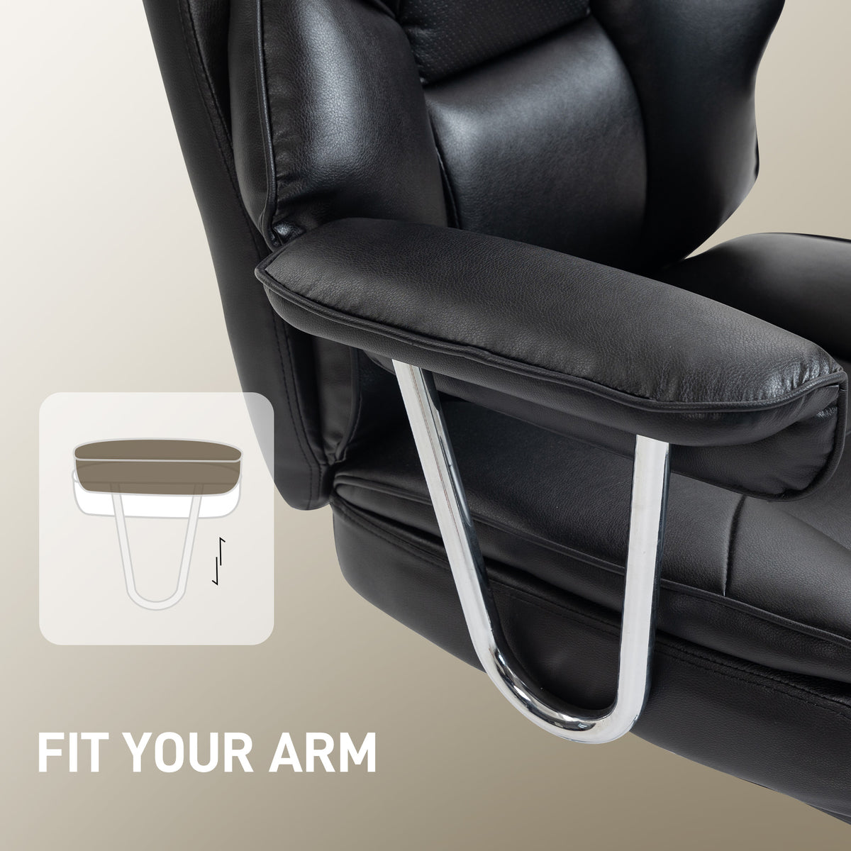 Big and Tall Office Chair, 400 lbs Overstuffed Desk Chair with Shaped Foam, PU Leather, Black