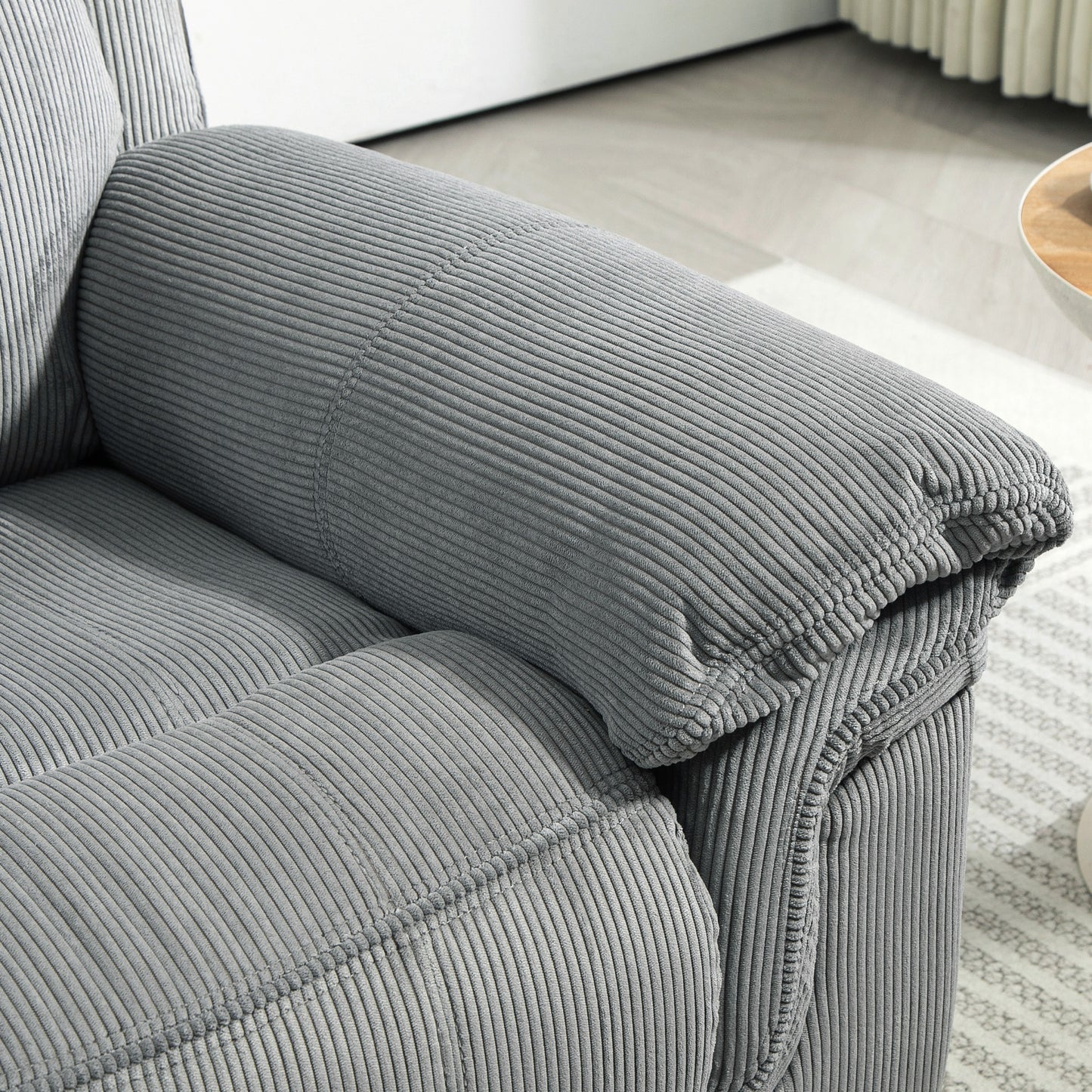 HOMCOM Manual Recliner Chair with Vibration Massage, Side Pockets, Plush Corduroy Fabric, Grey