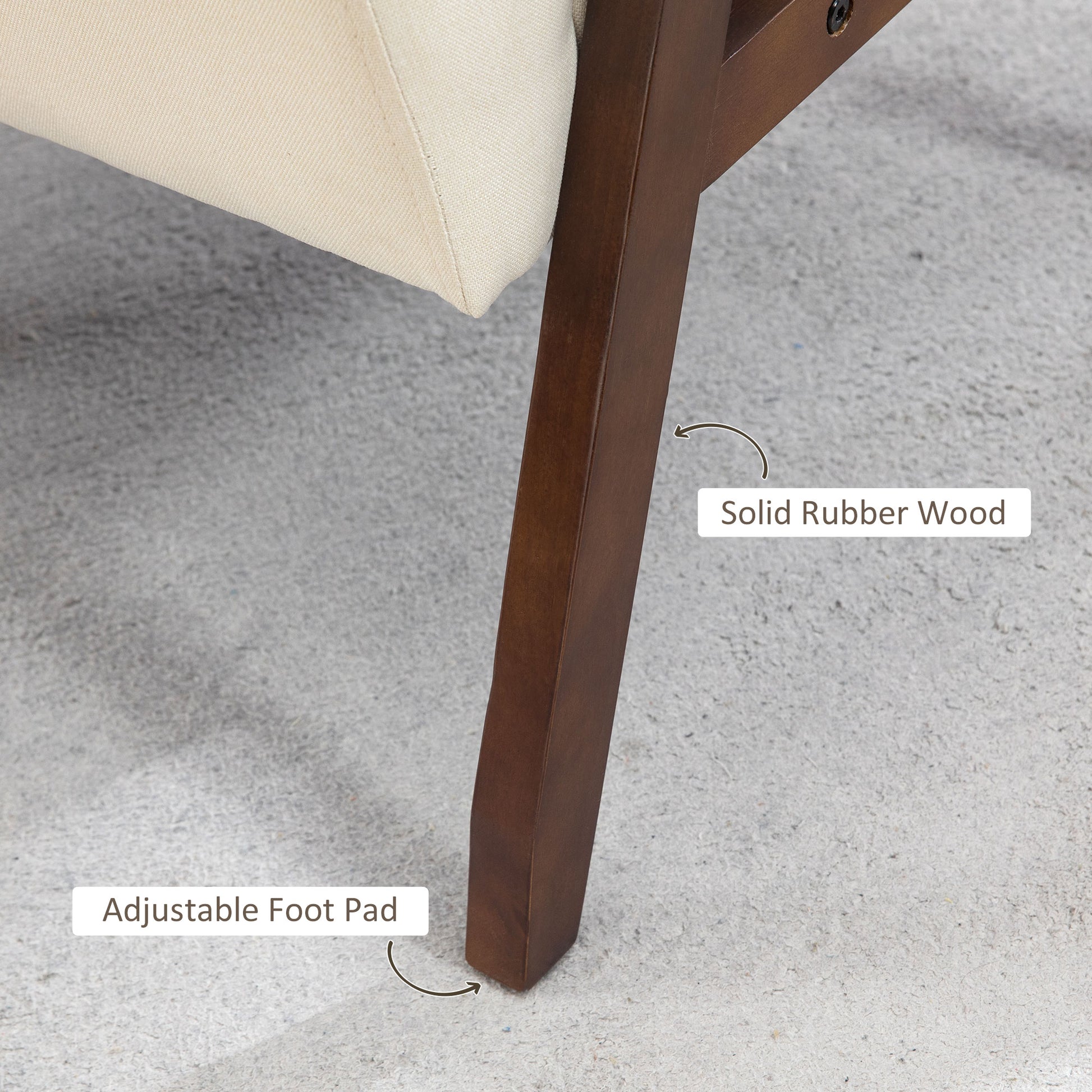 Modern Upholstered Linen-Feel Accent Armchair with Cushioned Seat, Cream White