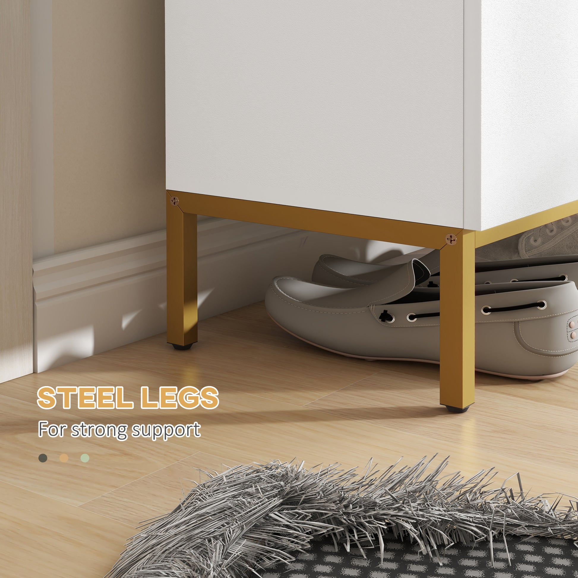 Narrow White Shoe Storage Cabinet: Adjustable Shelves, Soft-Close Hinges, 15-20 Pairs