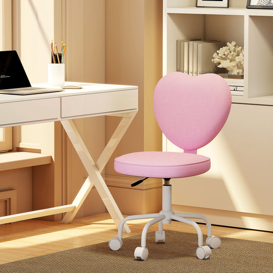 Heart Love Shaped Back Design Office Chair with Adjustable Height, Pink