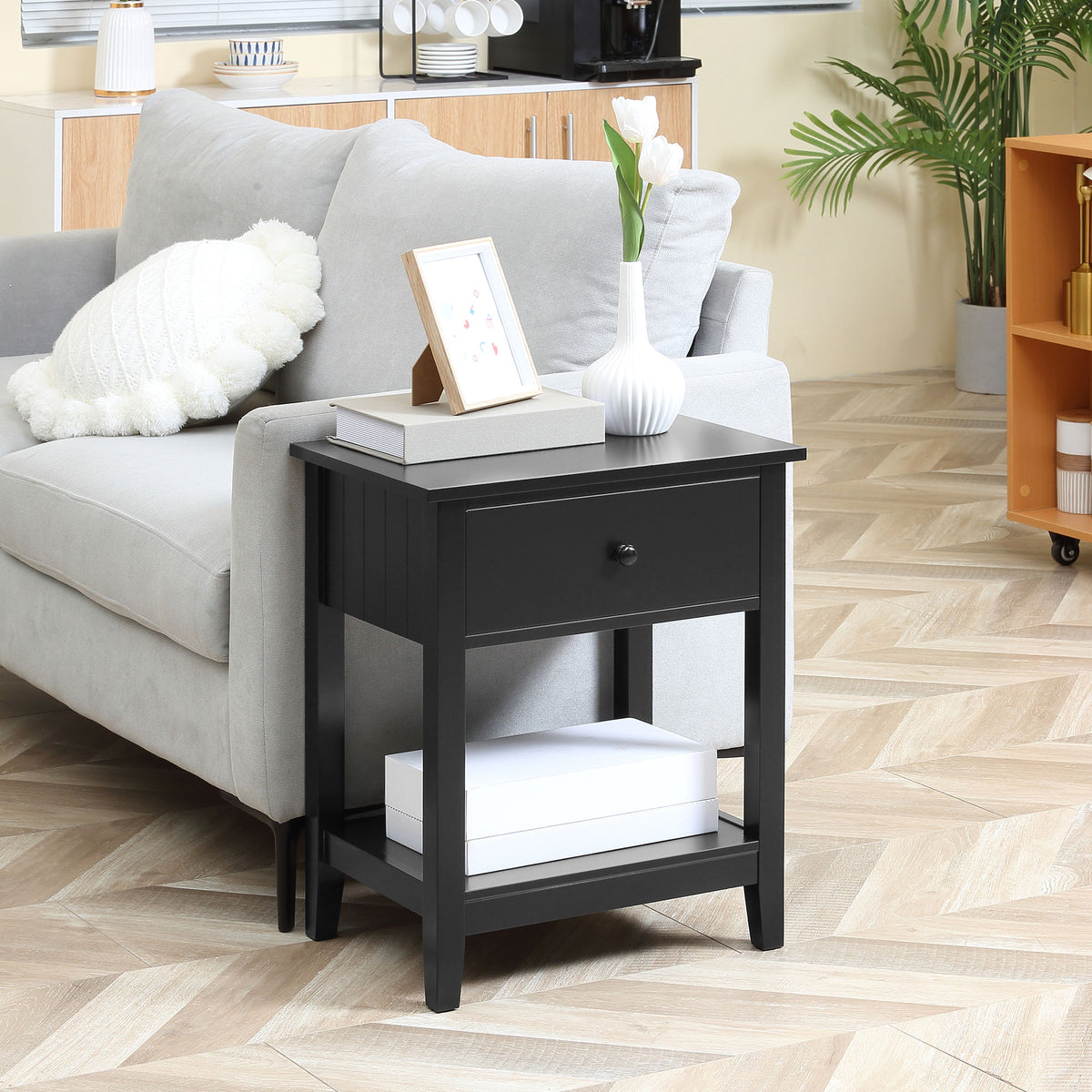 Nightstand with Drawer and Storage Shelf – 20"W x 24"H