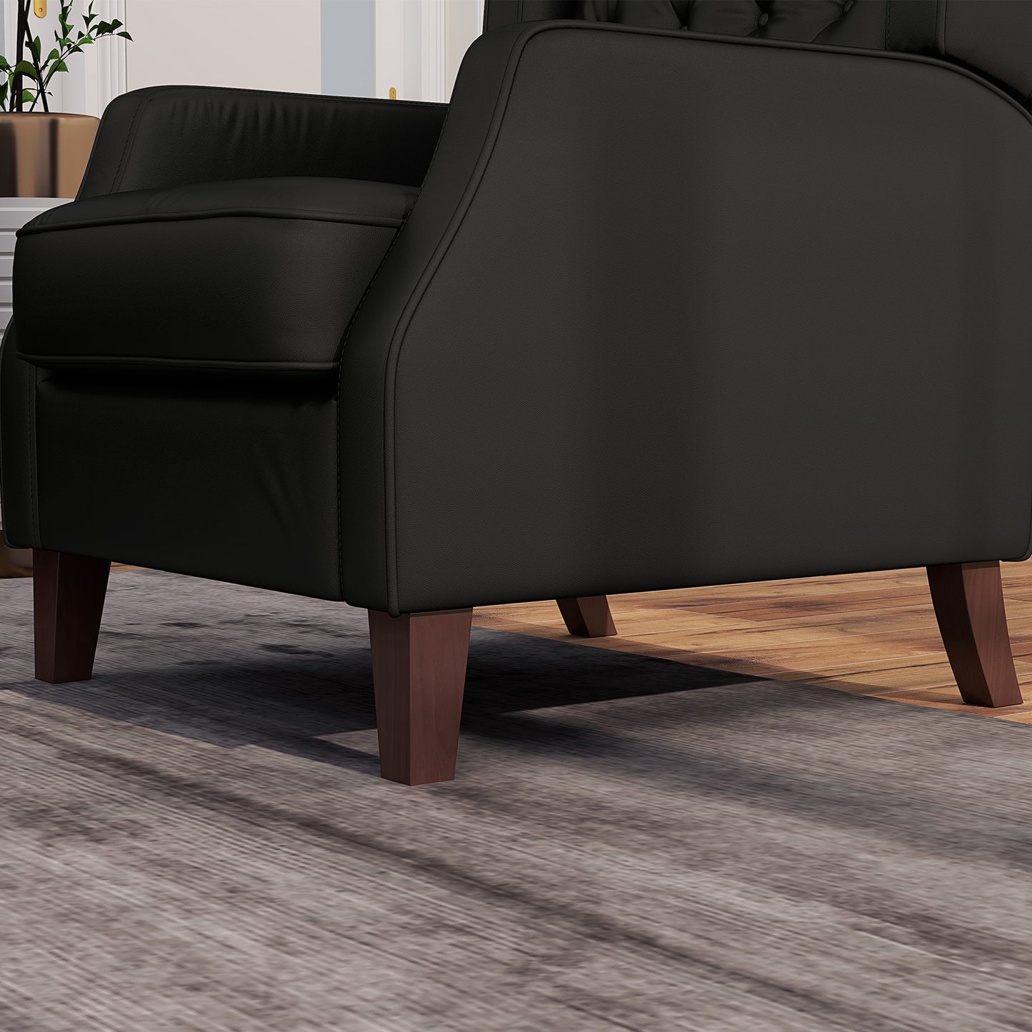 HOMCOM Faux Leather Accent Armchair - Modern Comfort, Thick Padding