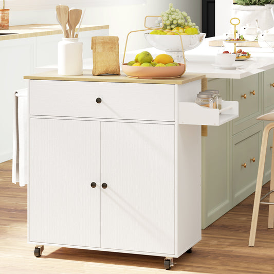 Rolling Kitchen Island with Drop Leaf – 42"W x 34"H