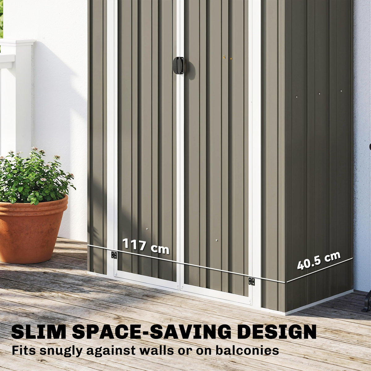 Outdoor Storage Shed Apex Roof Metal Garden Shed with Shelf for Backyard