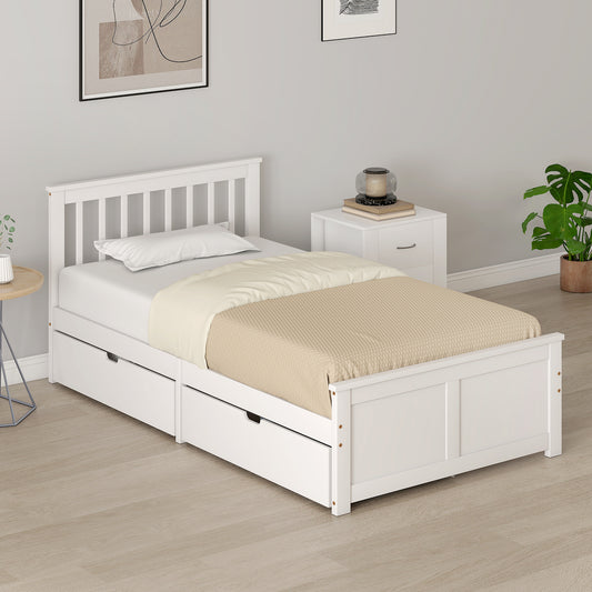 White Pine Twin Storage Bed with Drawers