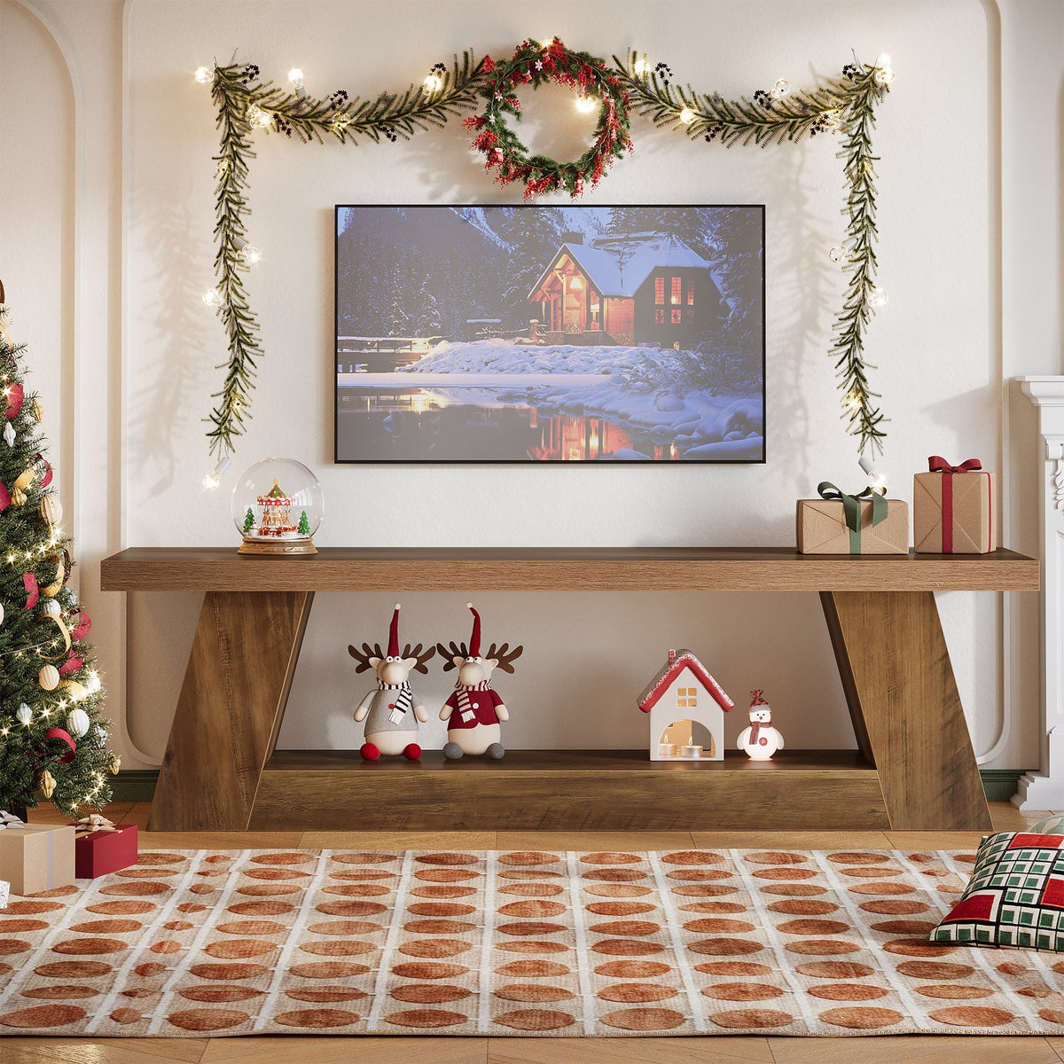 63" TV Stand for UP to 75" TVs, Media TV Console with Storage Shelves
