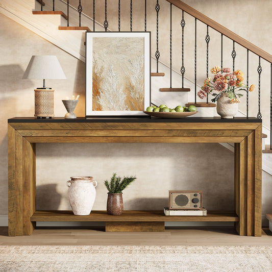 70.9" Console Table, 2-Tier Narrow Entryway Sofa Table with Storage
