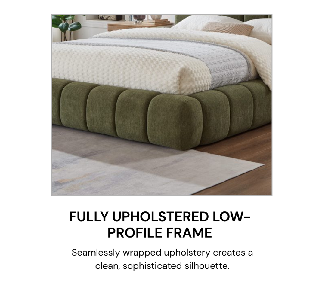 Titus T2240 Modern Channel Tufted Chenille Platform Bed Frame