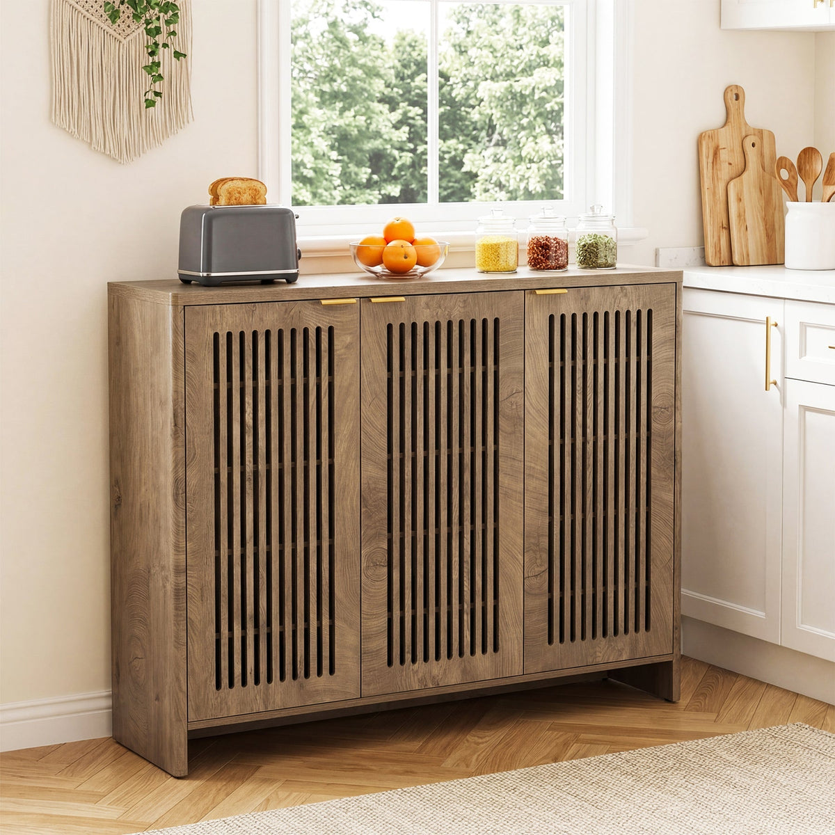 47" Buffet Cabinet with Storage, Sideboard Cabinet with Adjustable Shelves for Dining Room
