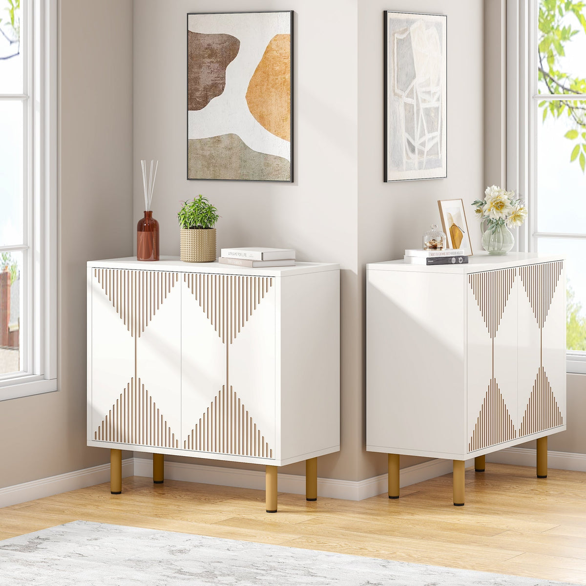 Modern Sideboard Buffet, 59" Wood Storage Cabinet with Doors