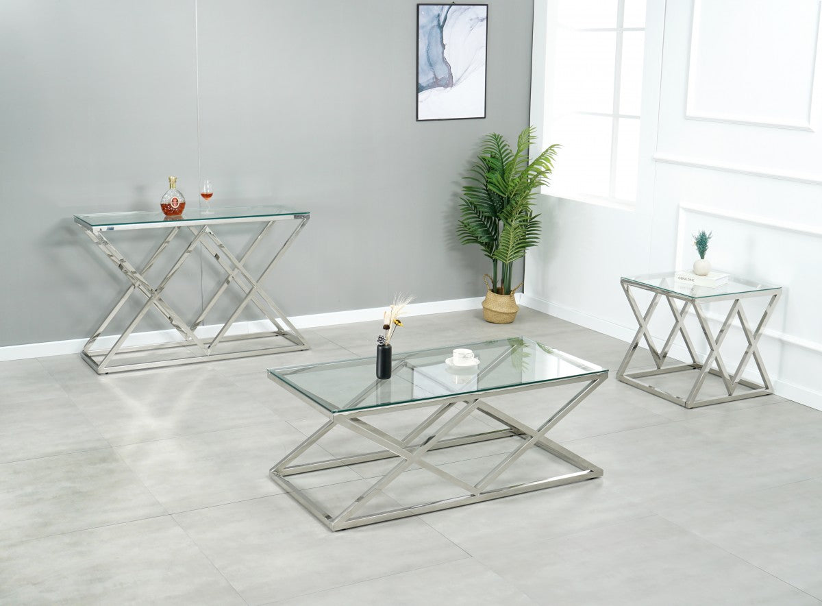 Glass Coffee Table – Silver
