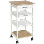 HOMCOM Kitchen Island Rolling Trolley Grey Utility Cart