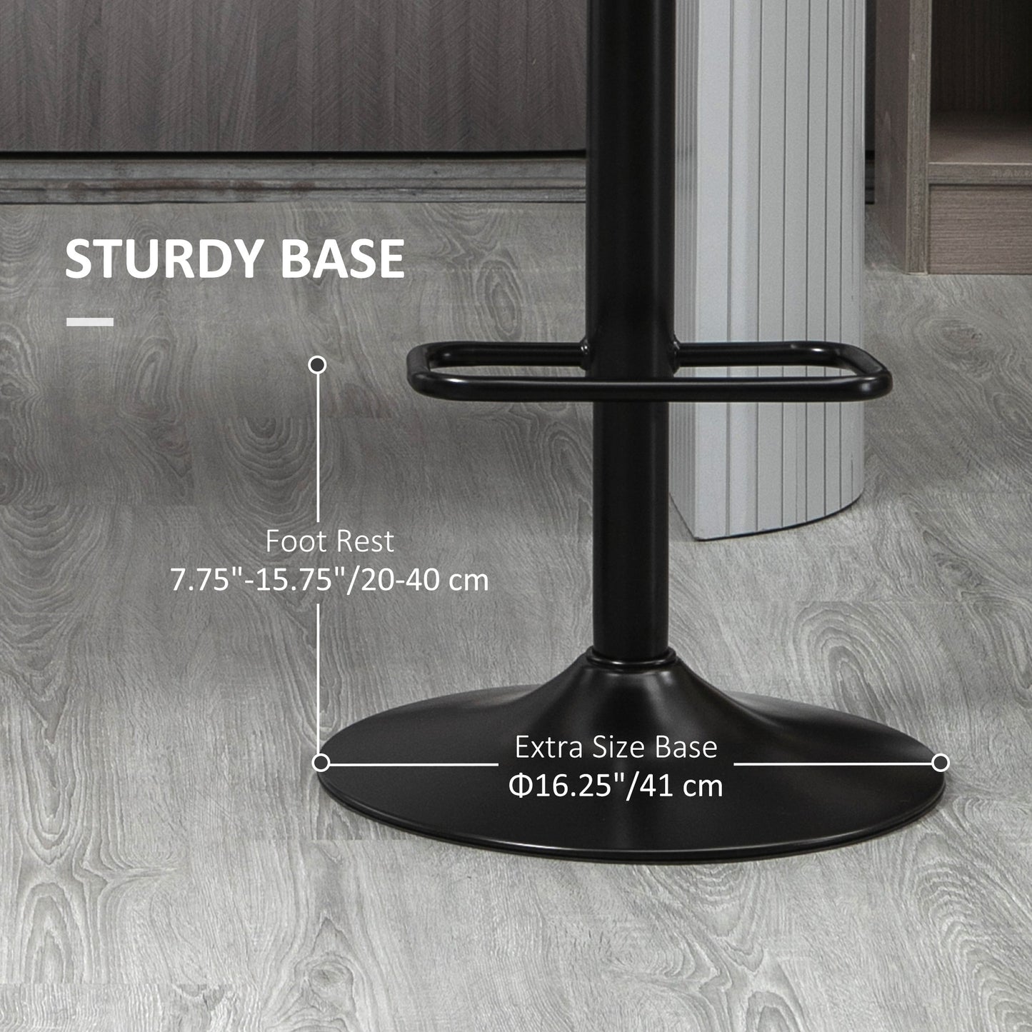 Set of 2 HOMCOM Adjustable Swivel Tufted Black PU Leather Bar Stools