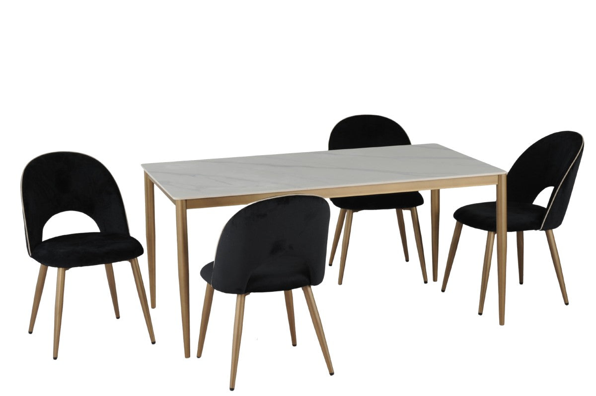 Ceramic Dining Table – White/Gold