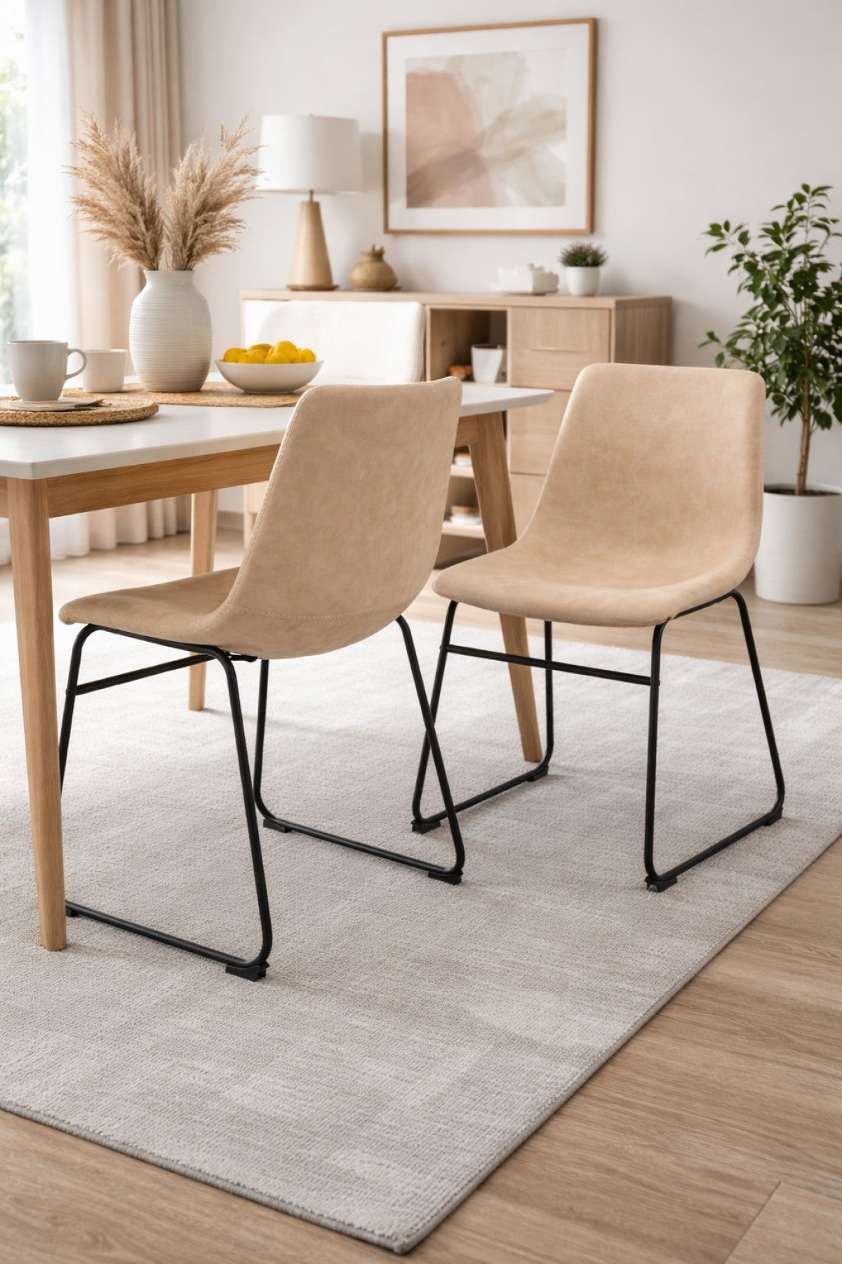 Curved Dining Chair, Set of 2 – Beige (Style 3)