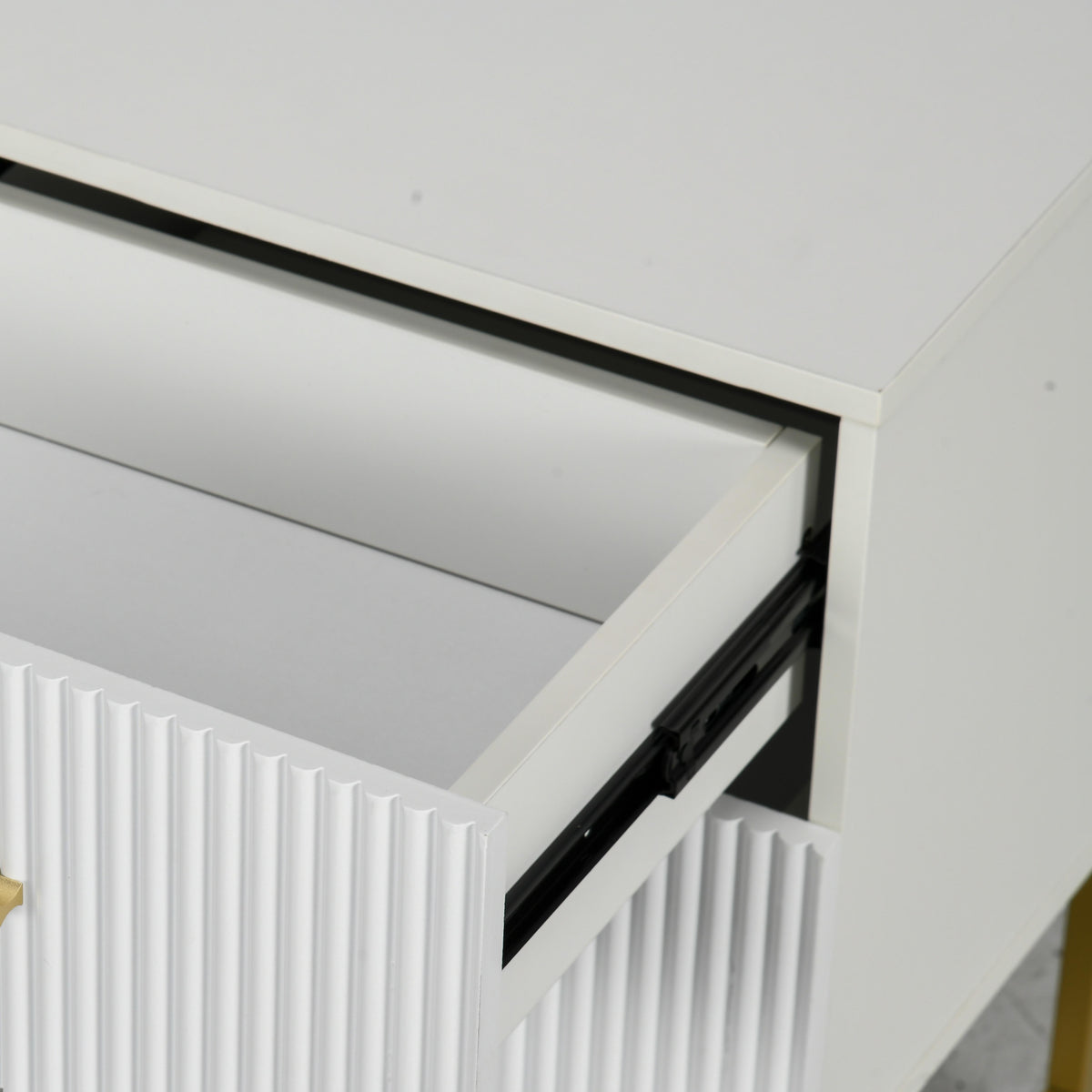 Fluted 2-Drawer Nightstands with Gold Legs, Set of 2 – 16"W x 19"H