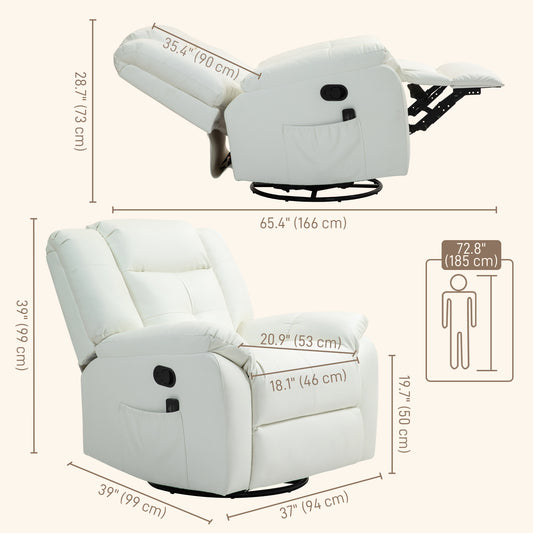 HOMCOM 8-Point Vibration Massage Recliner Chair, PU Leather, Swivel, Rocking