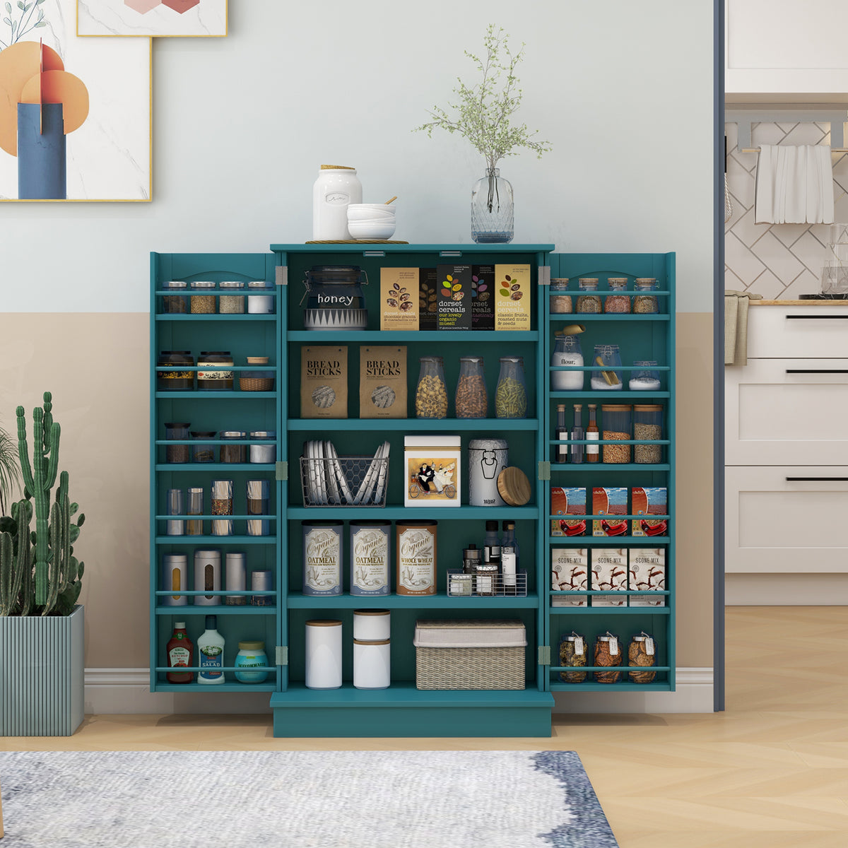 2-Door Kitchen Pantry Cabinet with 5-tier Shelving – 24"W x 41"H