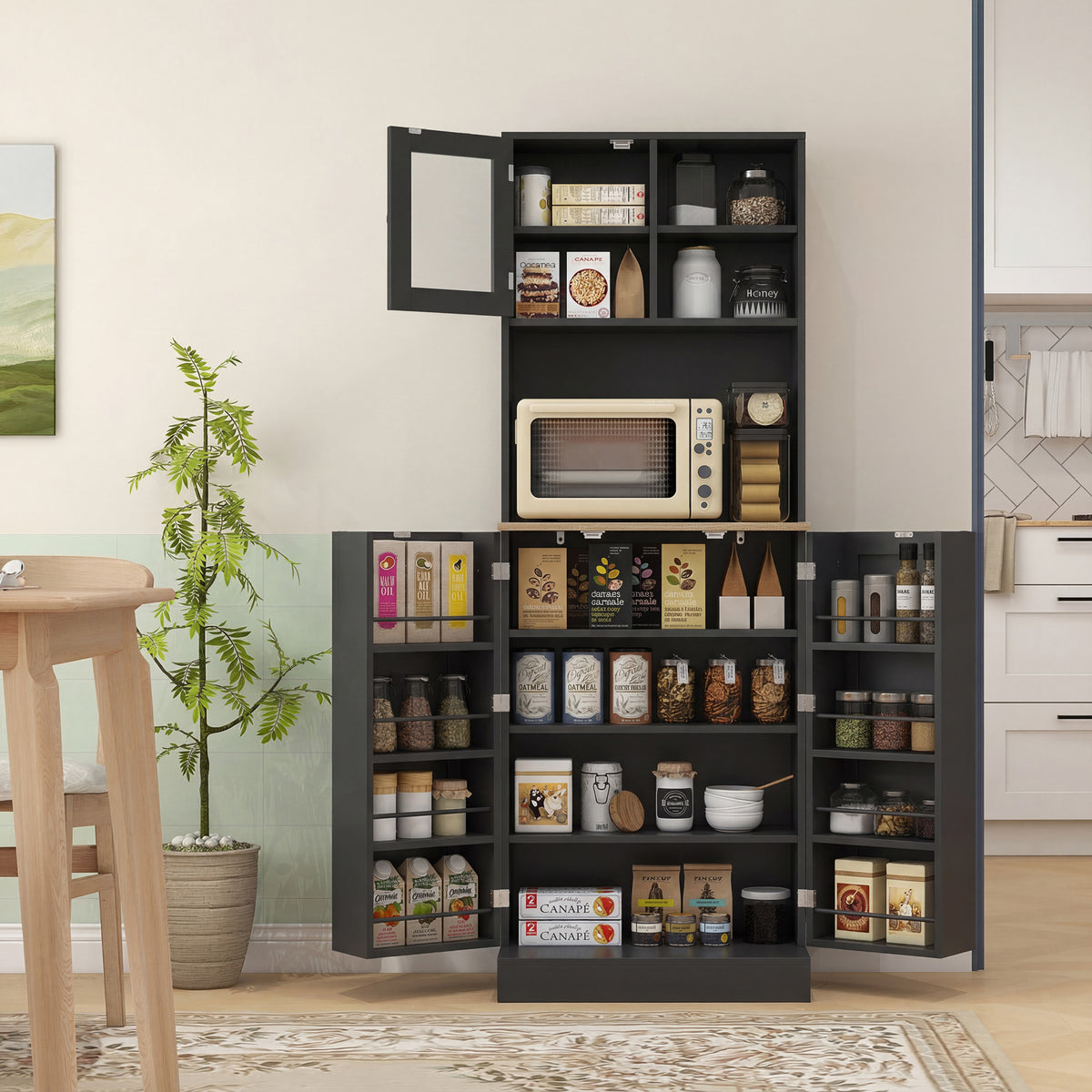 Tall Kitchen Pantry Cabinet with Adjustable Shelves – 24"W x 67"H