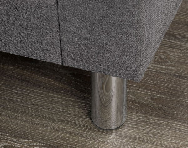 Versatile Light Grey Sectional Sofa with Reversible Chaise, Tufted Cushions, Chrome Legs