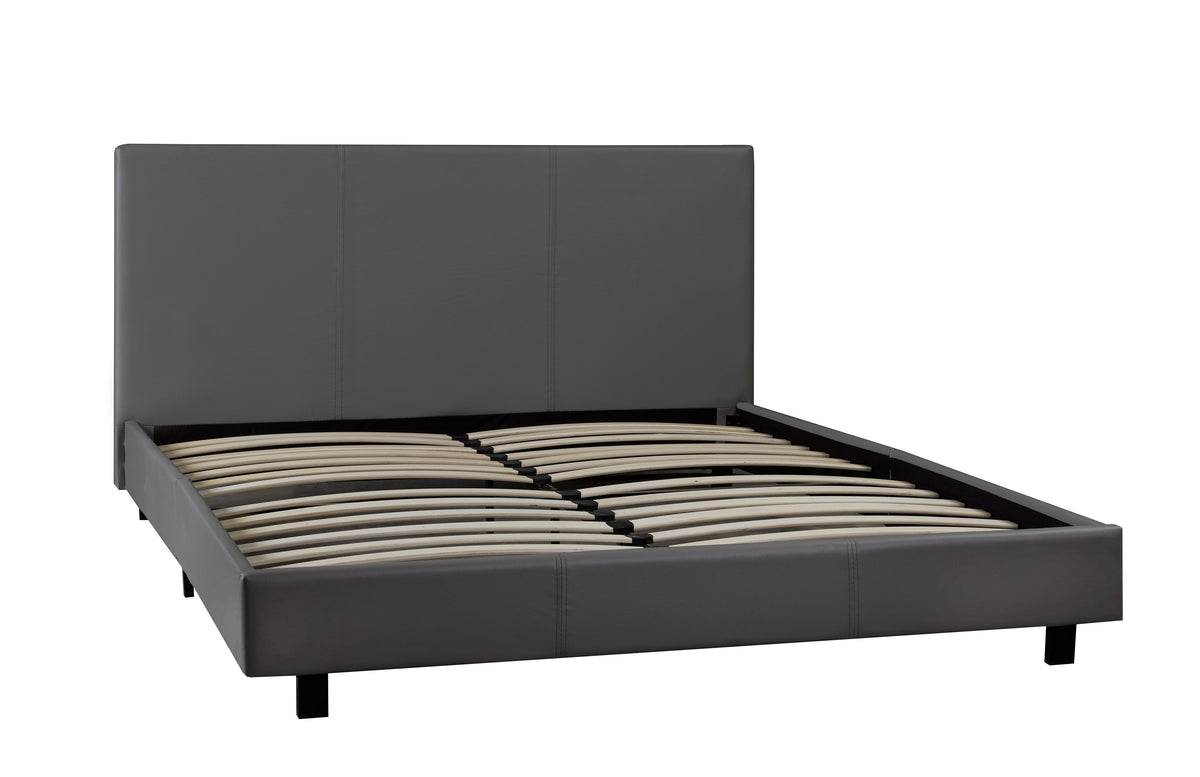 Faux Leather Platform Bed – Grey