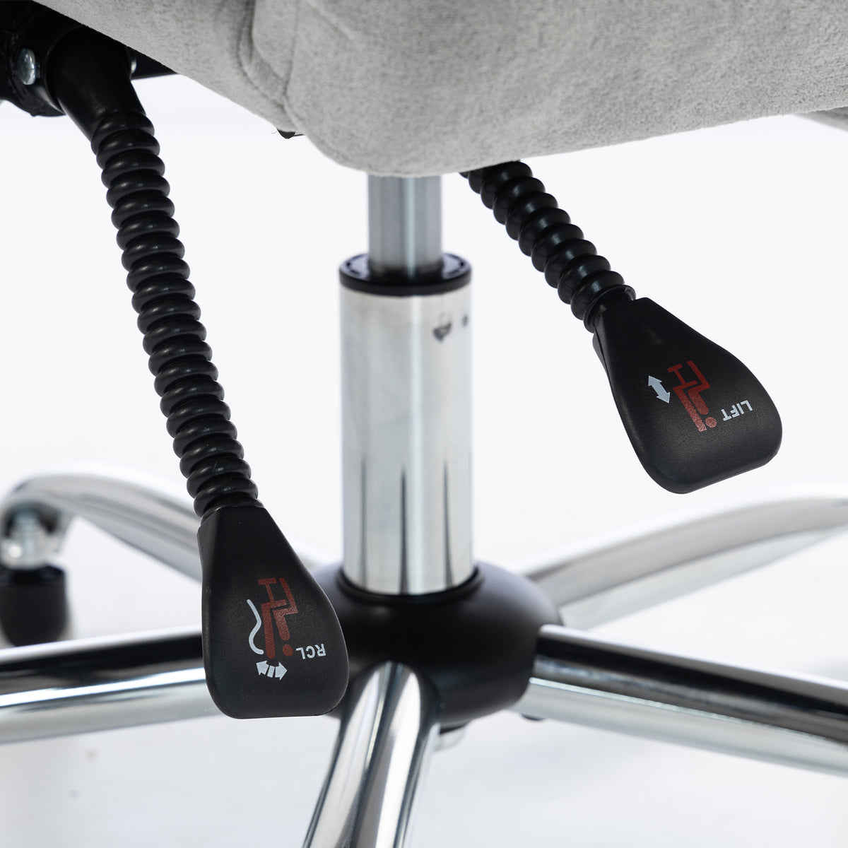 Cross Legged Office Chair with Footrest, 90°-180° Flip Armrests, Task Desk Chair, Light Grey
