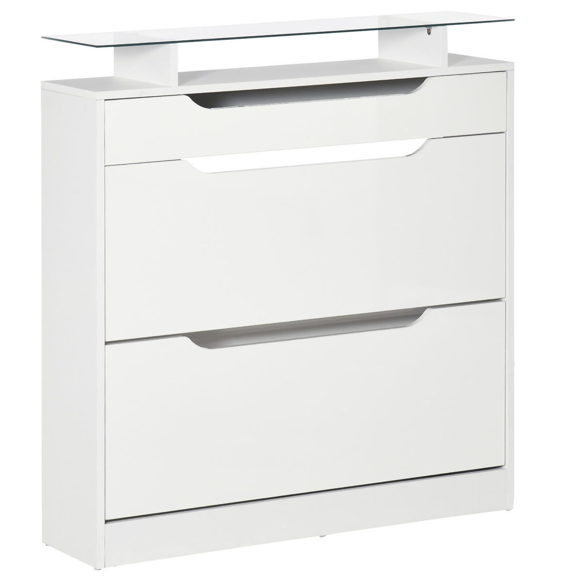 High Gloss Shoe Cabinet with 2 Flip Drawers – 35"W x 38"H