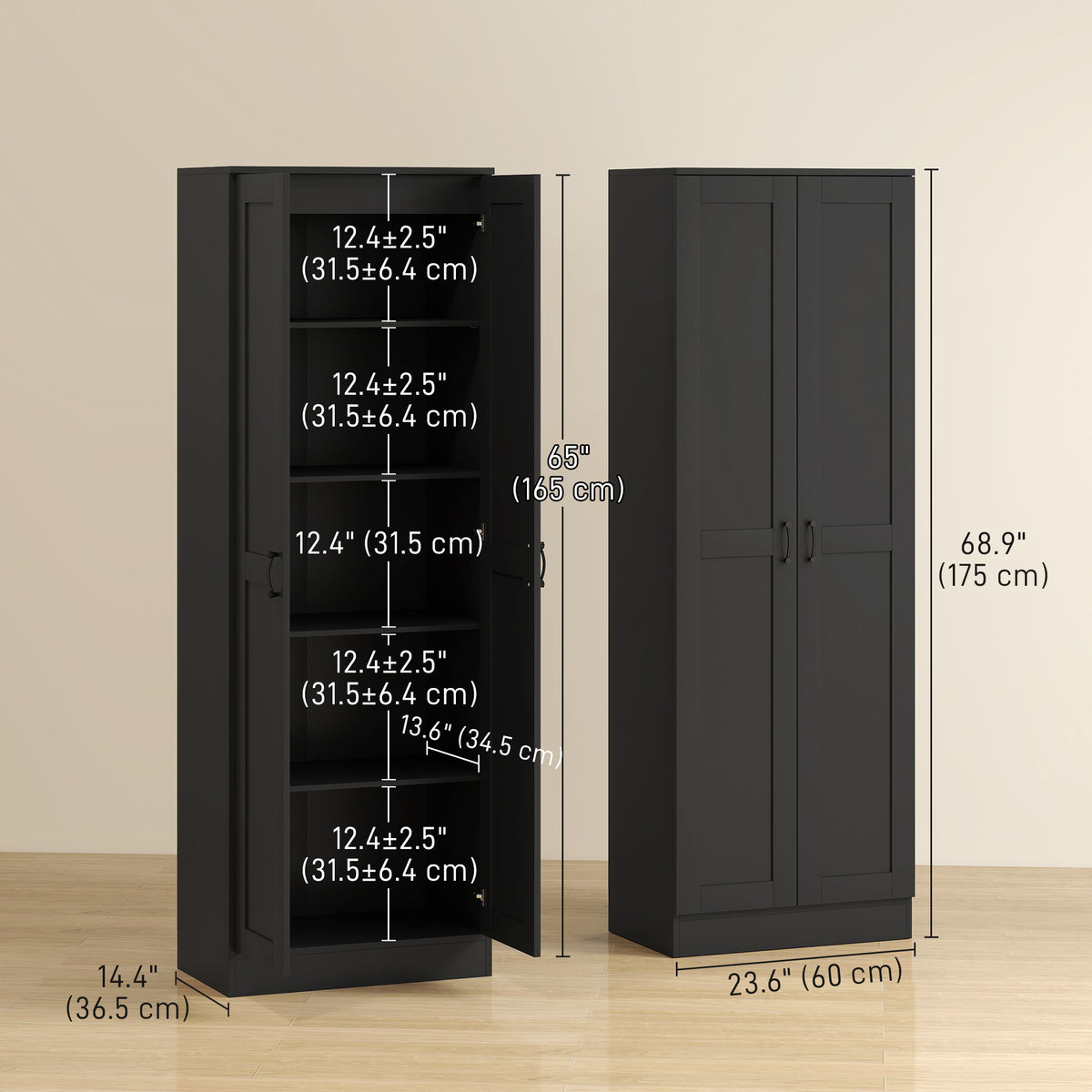 Tall Pantry Cabinet with Adjustable Shelves – 24"W x 69"H
