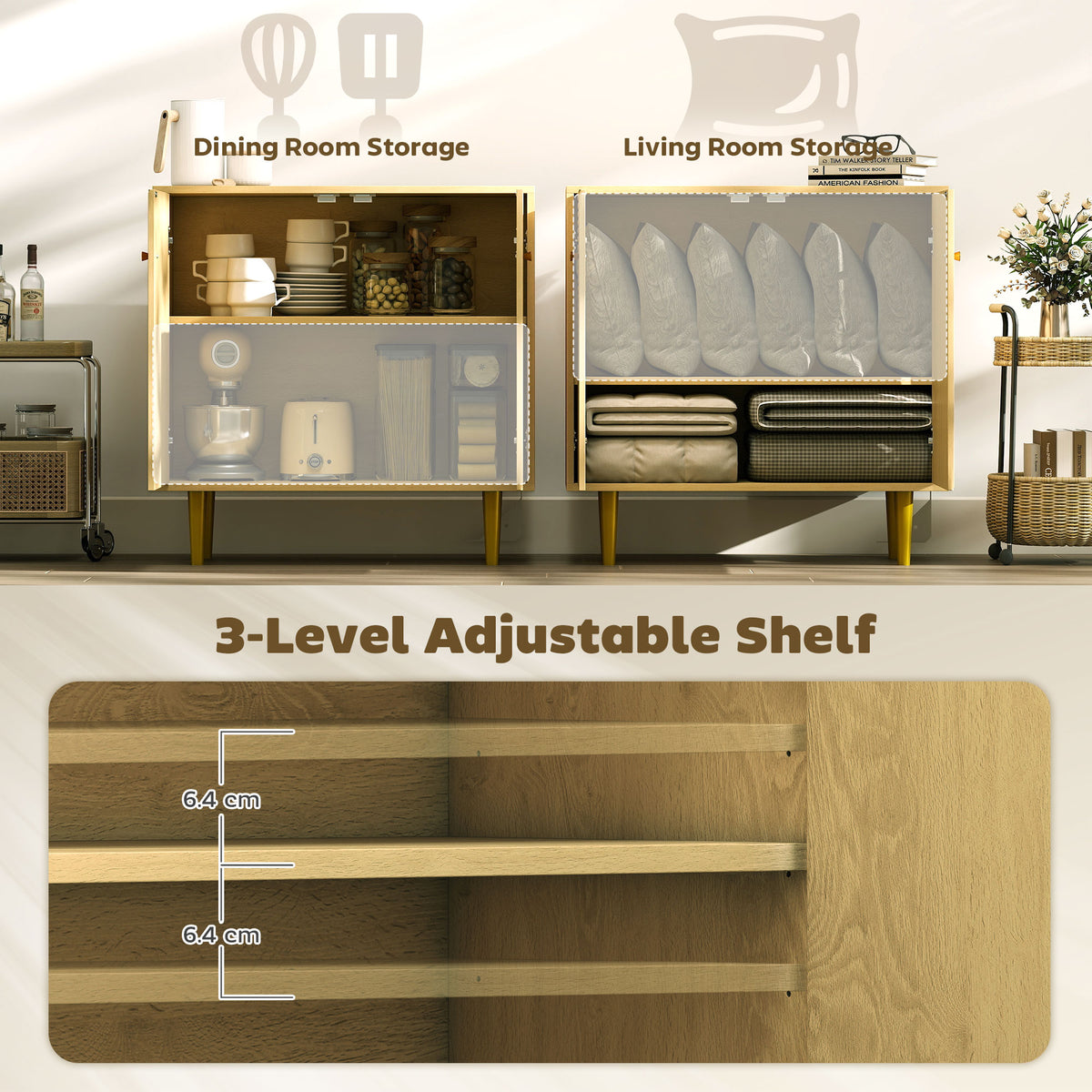 Sideboard with Adjustable Shelf – 30"W x 30"H