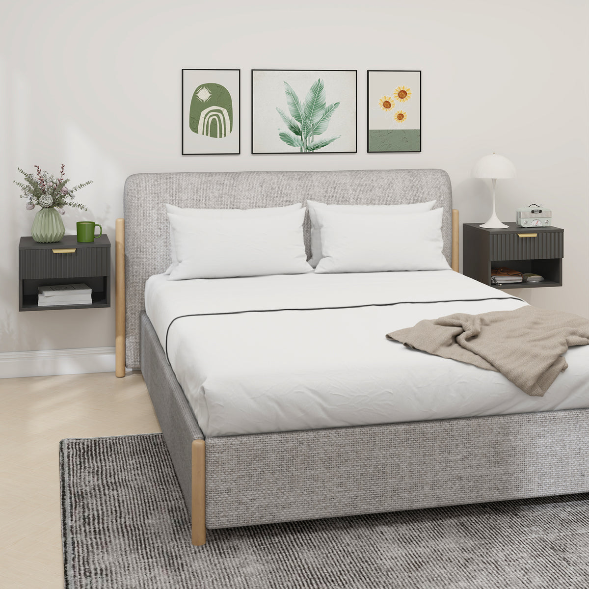 Floating Nightstands with Drawer and Open Shelf, Set of 2 – 16"W x 11"H