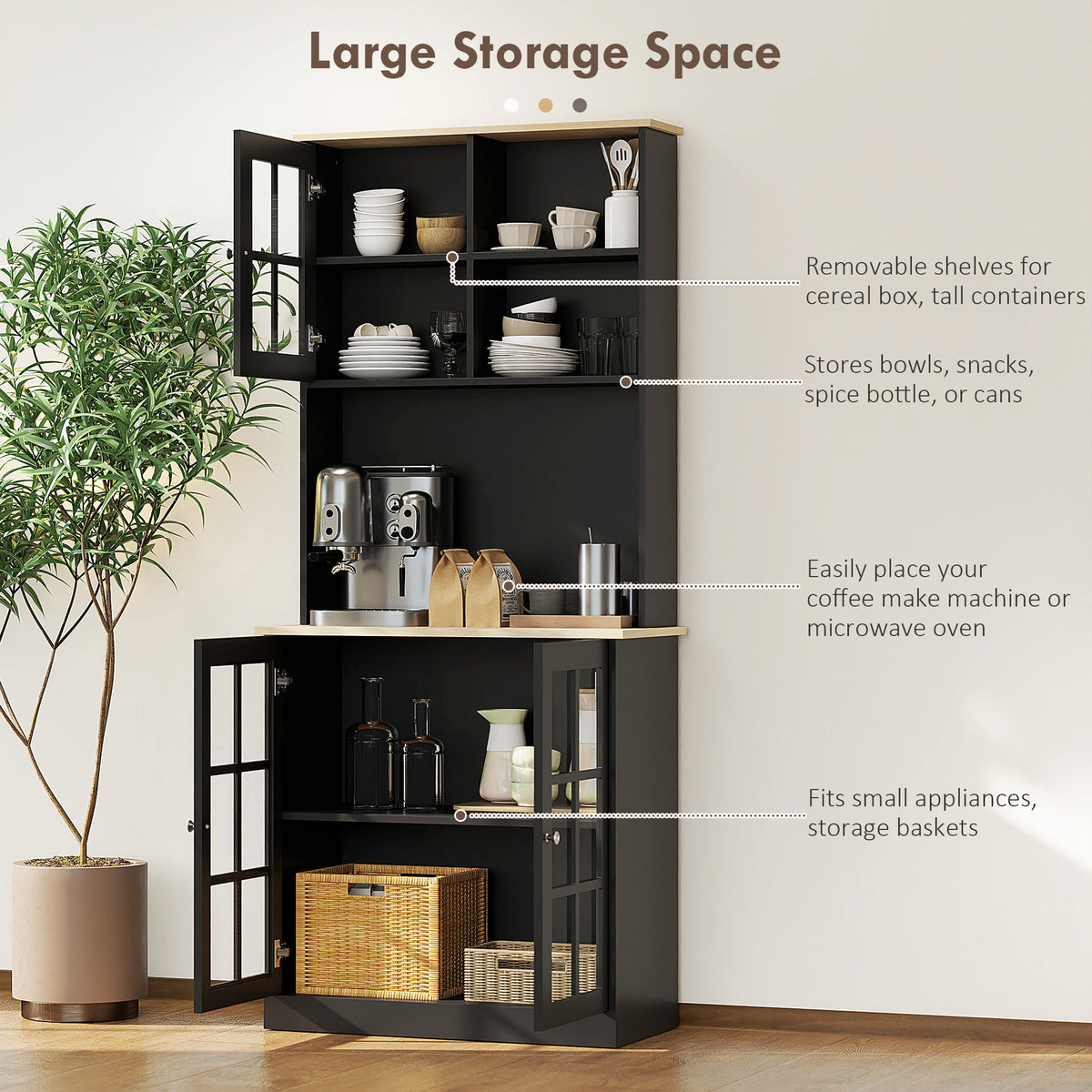 Kitchen Buffet with Hutch – 32"W x 72"H
