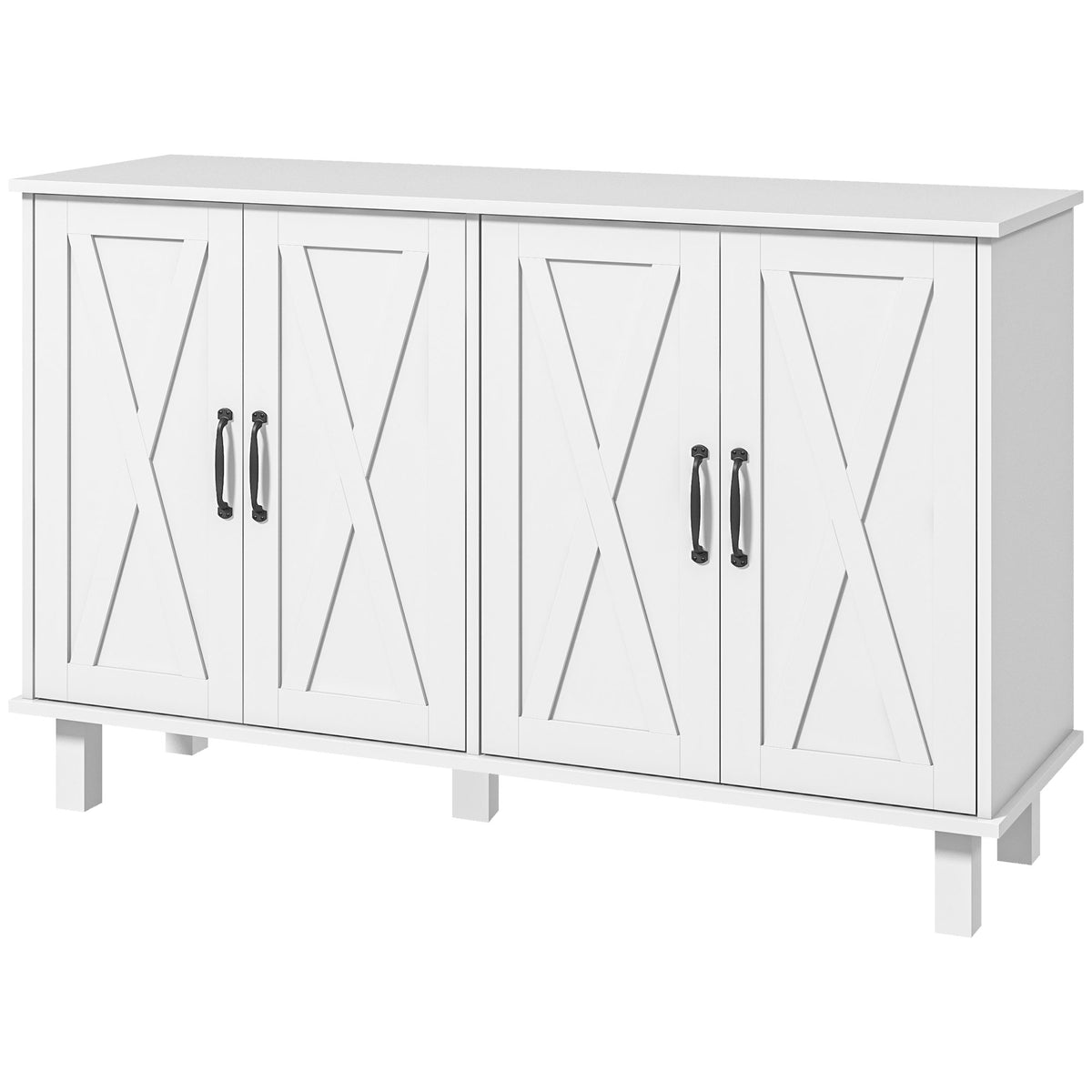 Kitchen Sideboard Cabinet with 4 Barn Doors and 2 Adjustable Shelves – 47"W x 30"H