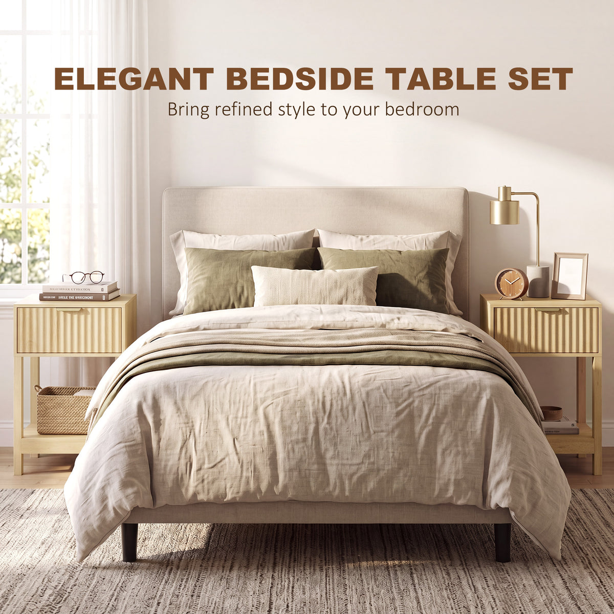 Slim Nightstands with Built-In Charging, Set of 2 – 16"W x 24"H