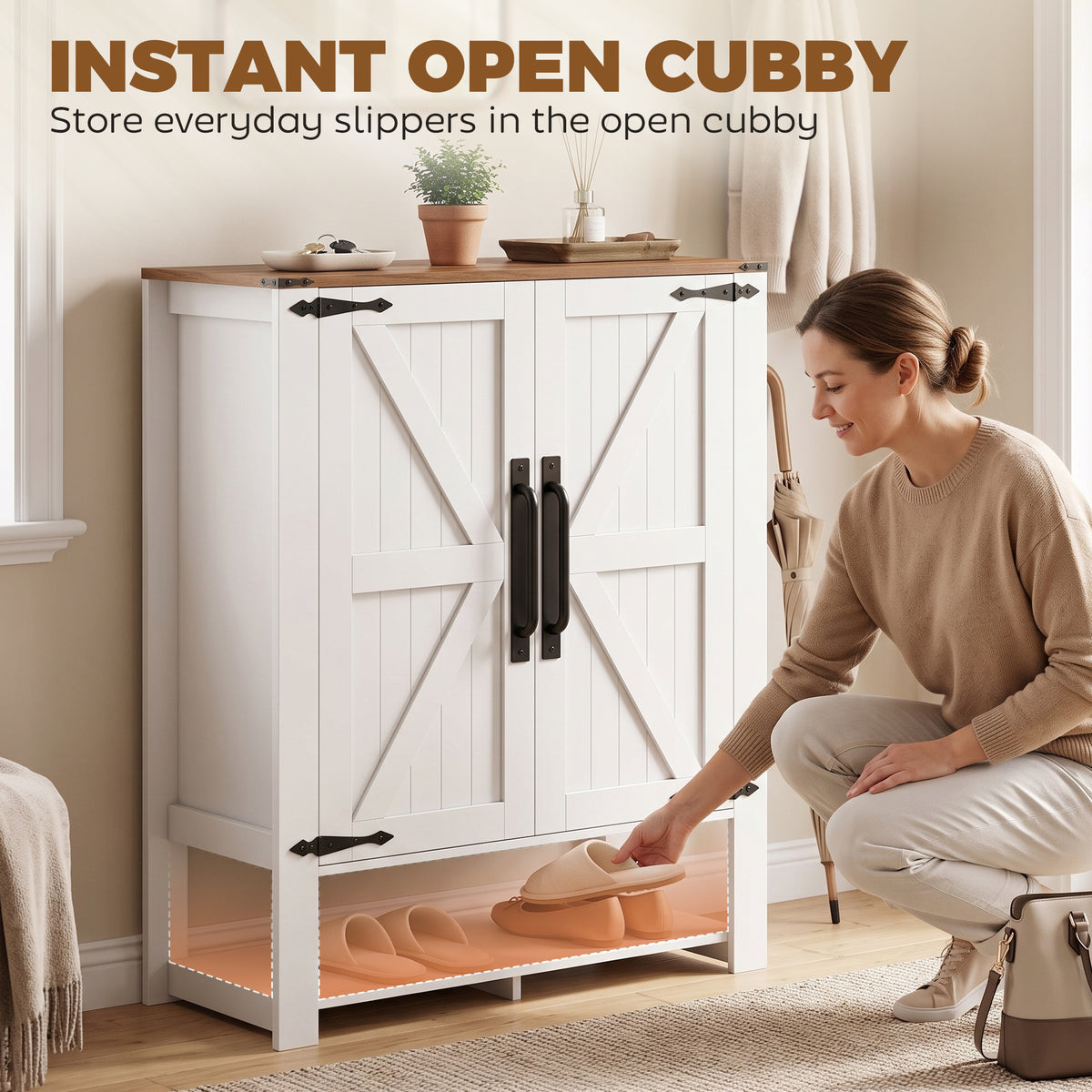 5-Tier Shoe Cabinet with Open Cubby – 31"W x 39"H