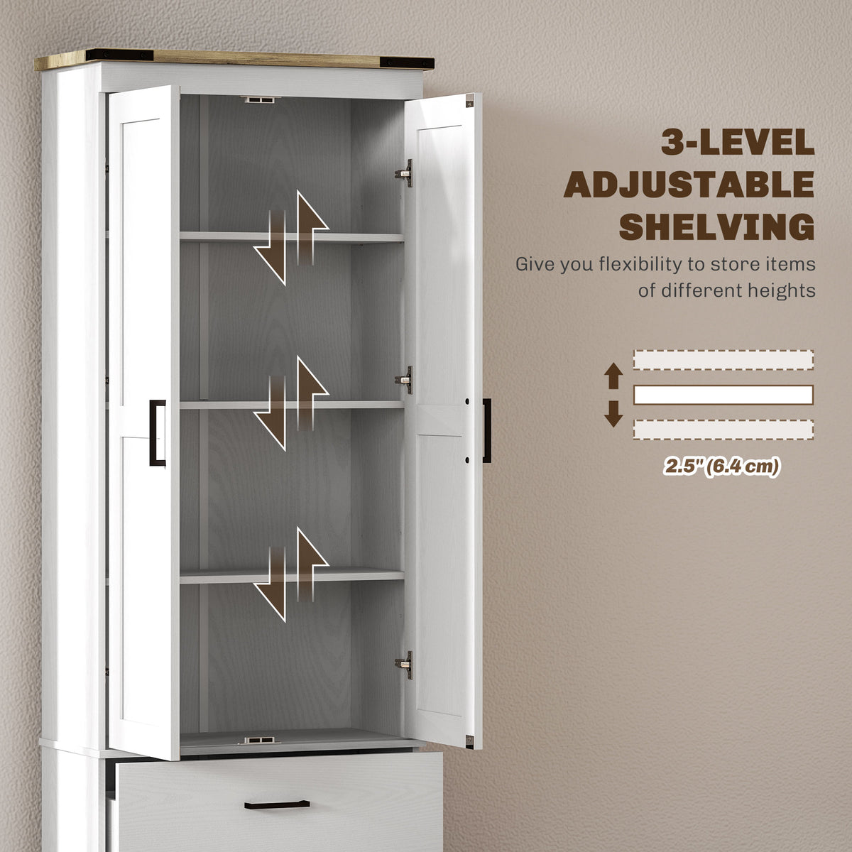 Kitchen Pantry Cabinet with Doors – 24"W x 67"H