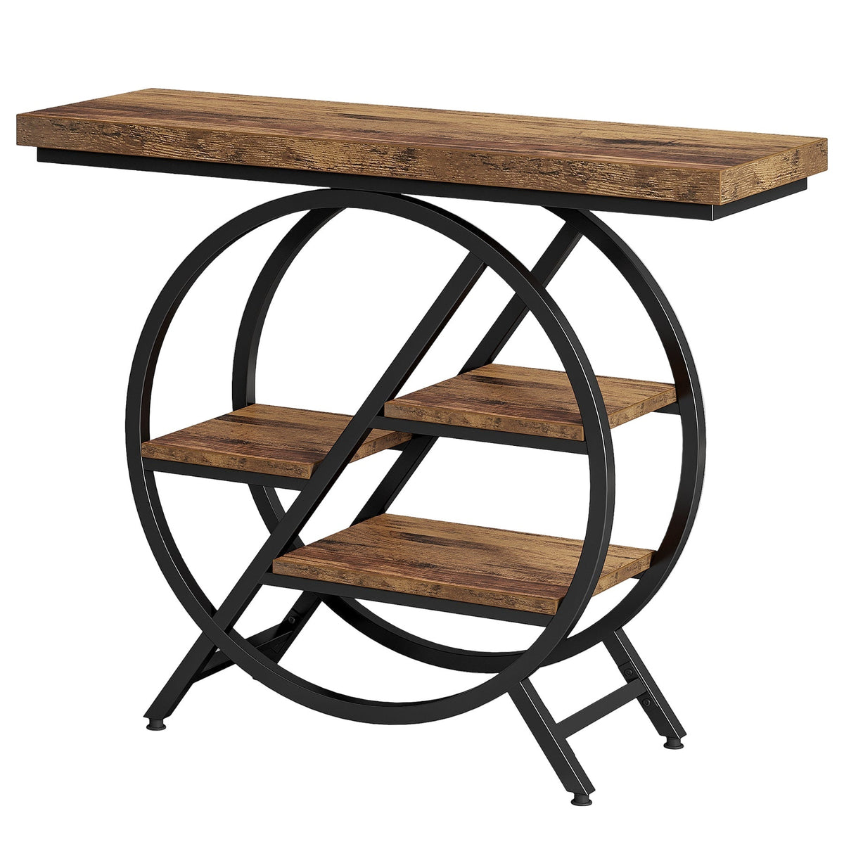 4-Tier Console Table, 39.4" Entryway Table with Geometric Metal Frame