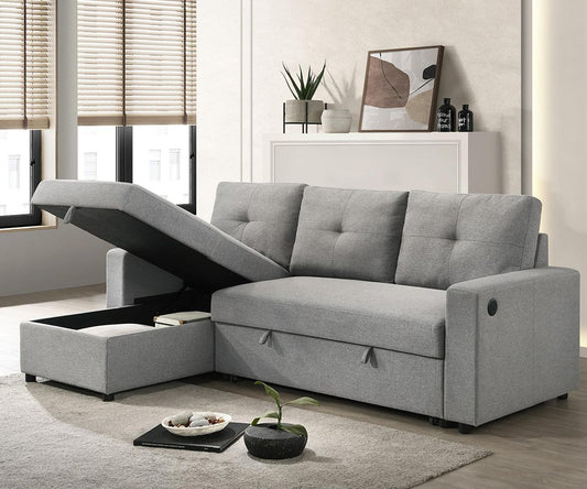 Kwality Ceillo Light Grey Reversible Tufted Fabric Sectional RAW002