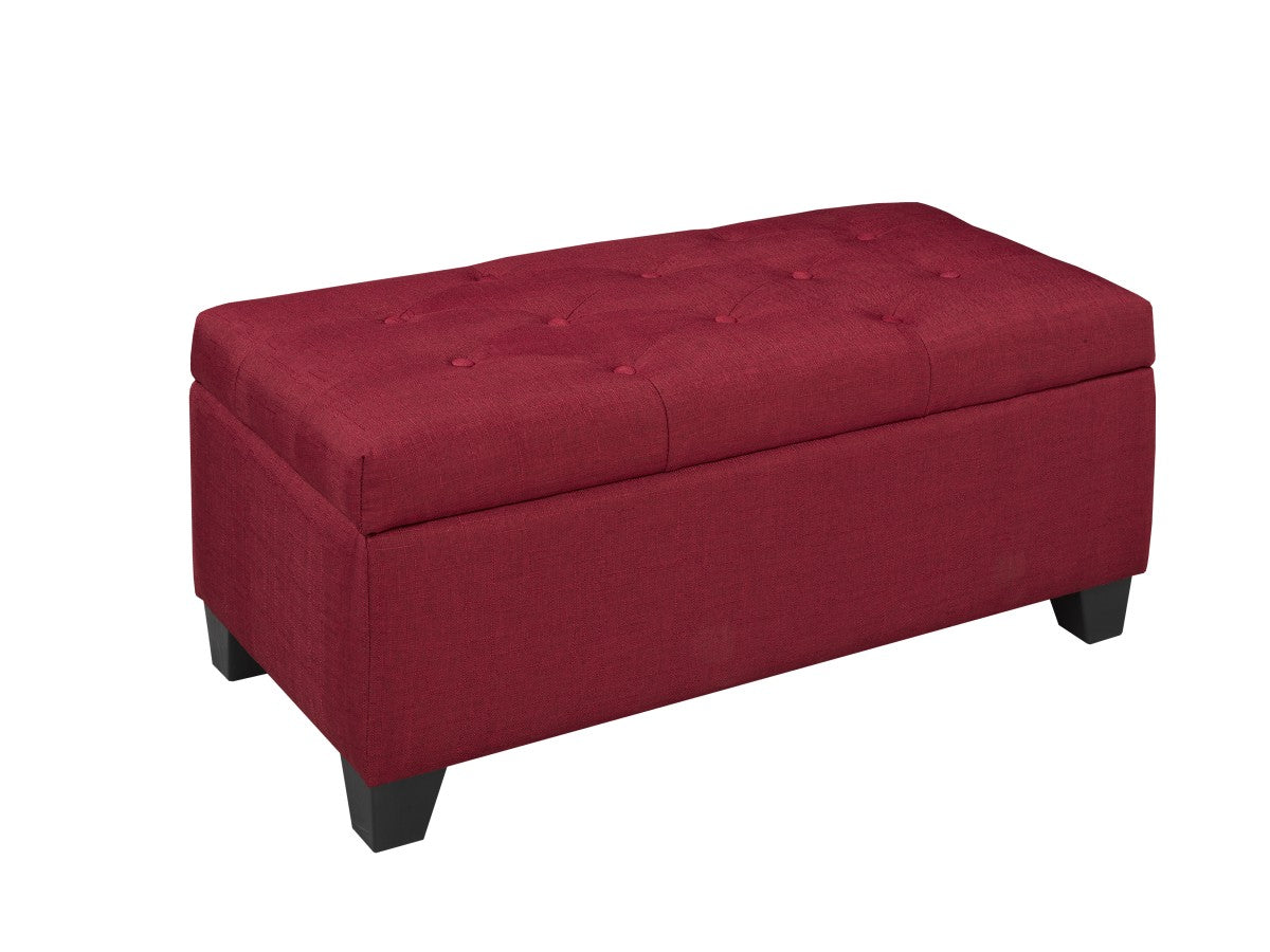 Tufted Storage Ottoman – Red