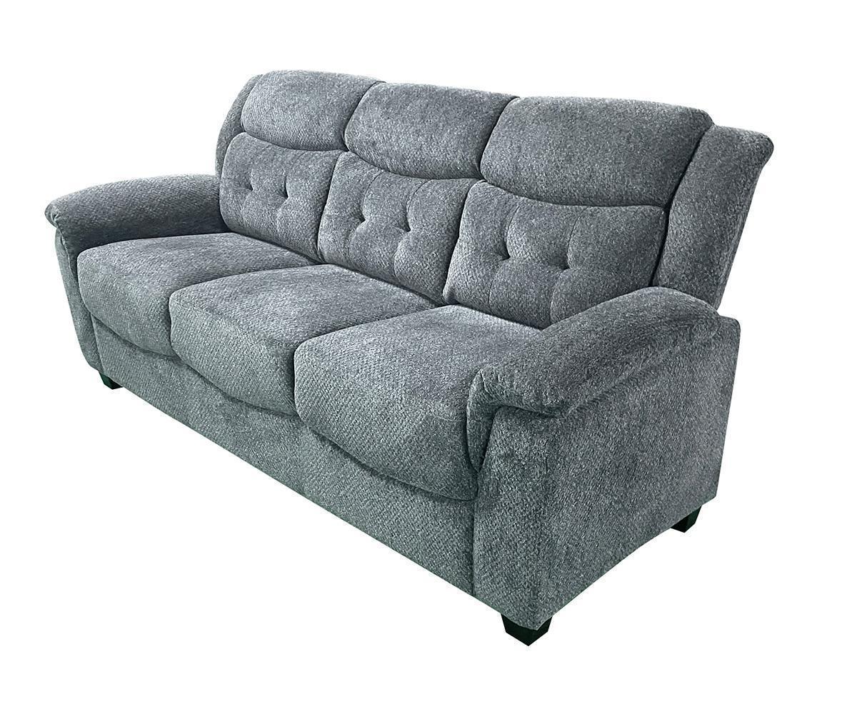 Reese Dark Grey Chenille Fabric Sofa with Tufted Back and Wood Legs