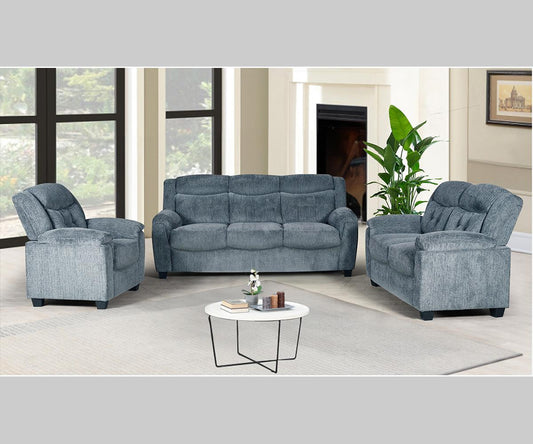 Reese Dark Grey Chenille Fabric Sofa with Tufted Back and Wood Legs