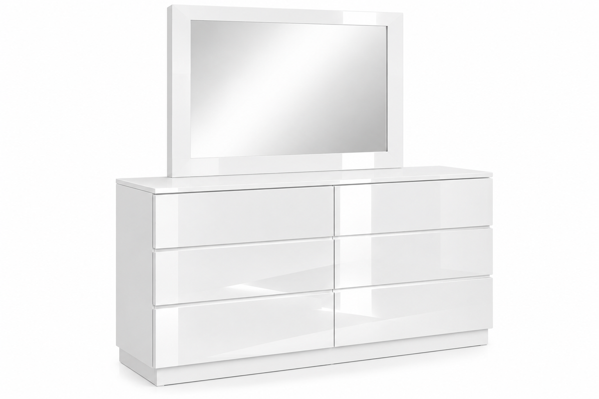 Amsterdam White High-Gloss Lacquer Bedroom Set – Modern Queen & King Collection