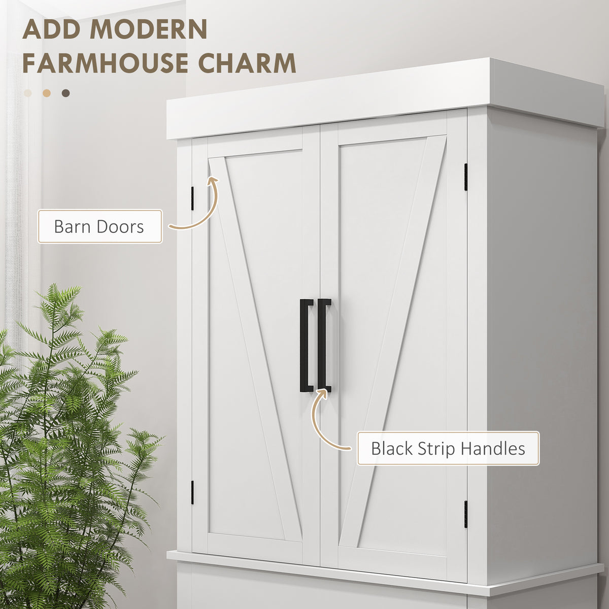 Farmhouse Kitchen Pantry Cabinet with 4 Barn Doors – 30"W x 72"H