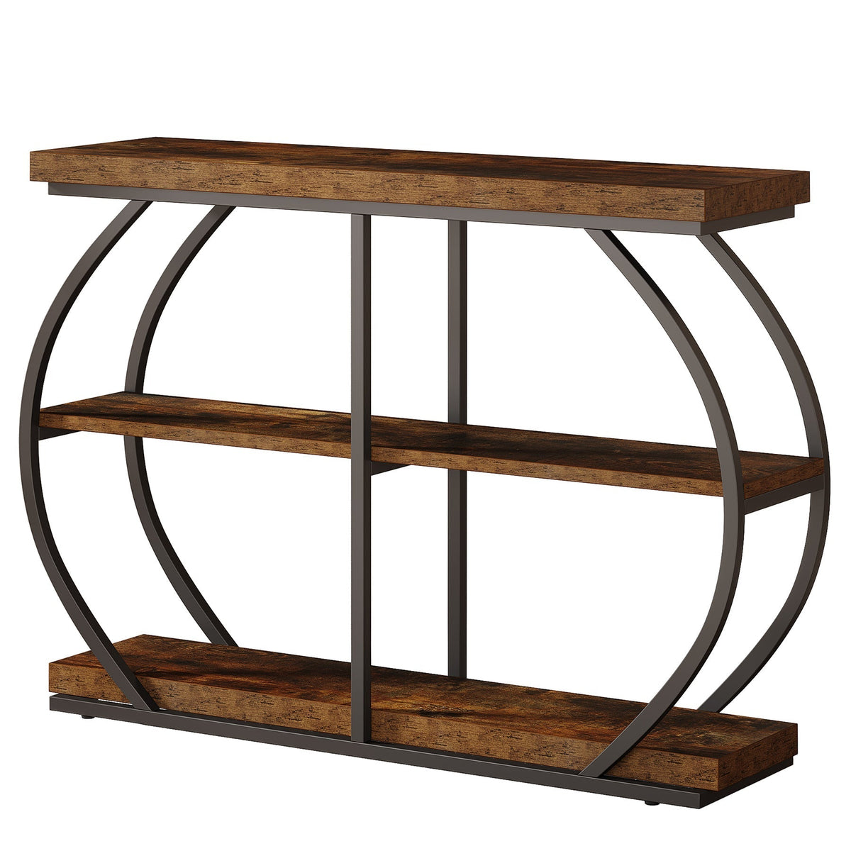 41" Console Table, 3-Tier Sofa Entryway Table with Storage Shelves