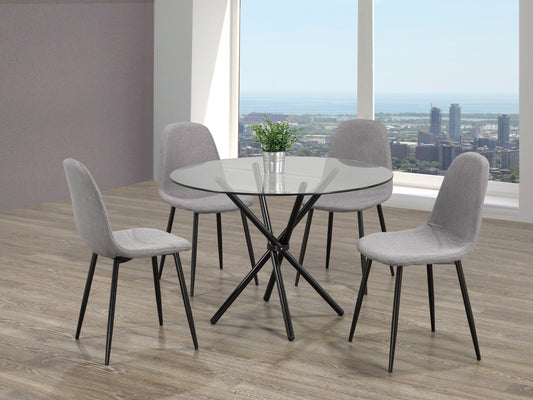 41" Square Glass Dinette Set with Black Base