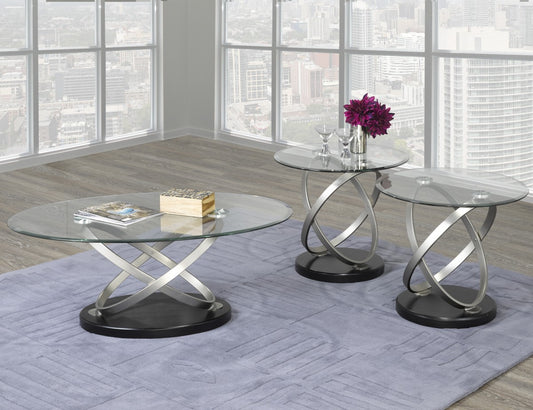 Glass 3-Piece Coffee Set – Black/Silver