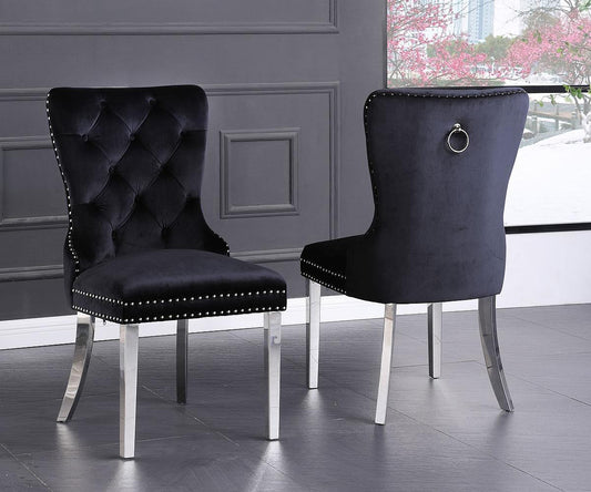 Myra Velvet Dining Chairs, Set of 2 – Black