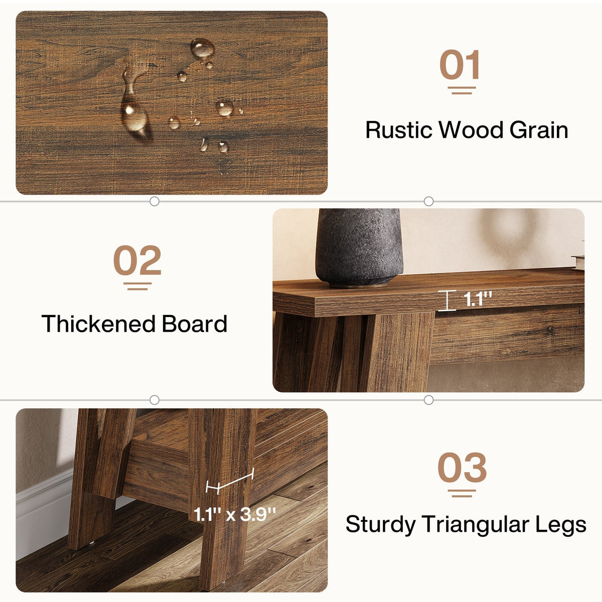 41.3" Console Table, 2-Tier Farmhouse Sofa Entryway Table with Storage